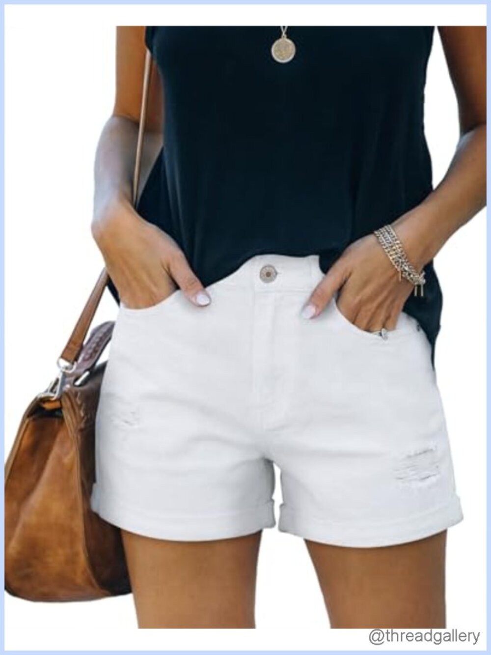 Mid Rise Frayed Raw Hem Ripped Denim Jean Shorts Women Stretchy Summer Cutoff